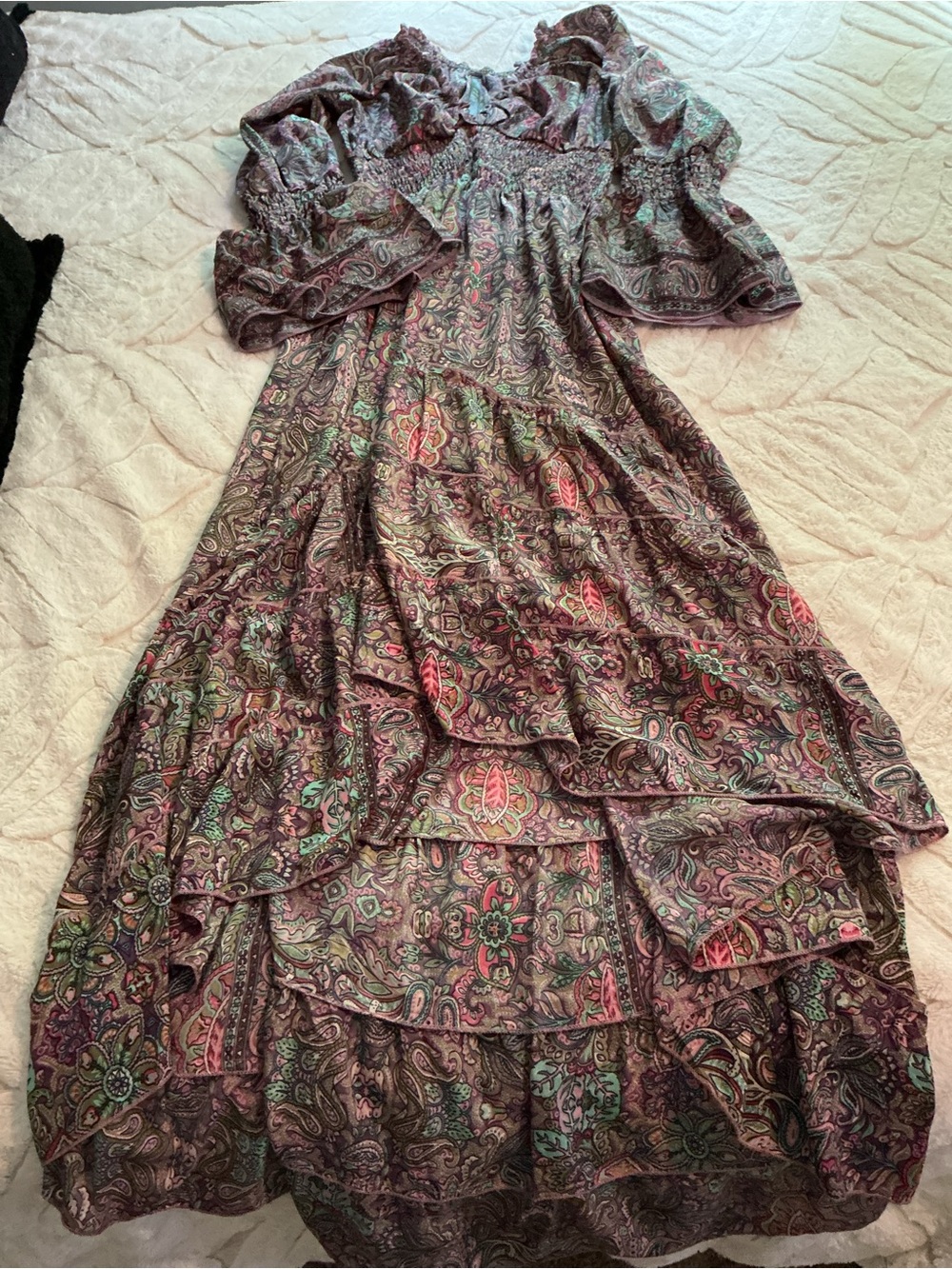 a.n.a Multi-Color Paisley Tiered Maxi Dress